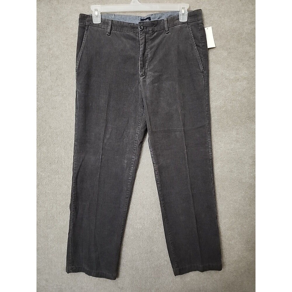 Izod Tailgate Corduroy Pants Mens 33x30 Gray Straight Fit 100% Cotton NEW
